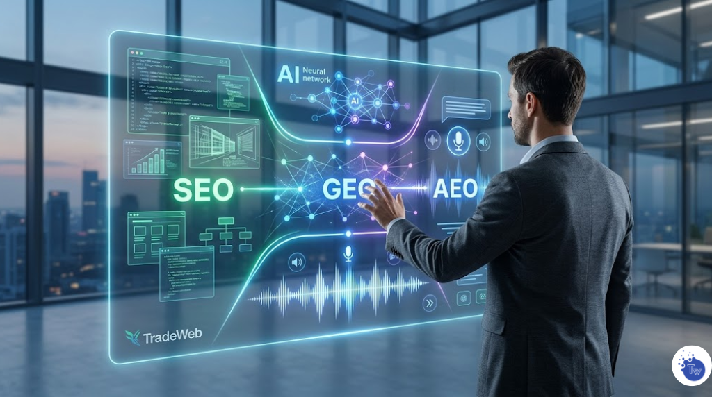 SEO, GEO y AEO en 2026: Guía Maestra de Visibilidad | TradeWeb