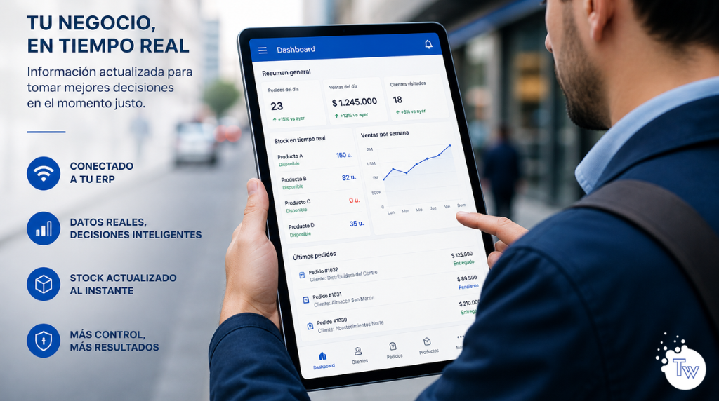app fuerza de ventas conectada a ERP en tiempo real