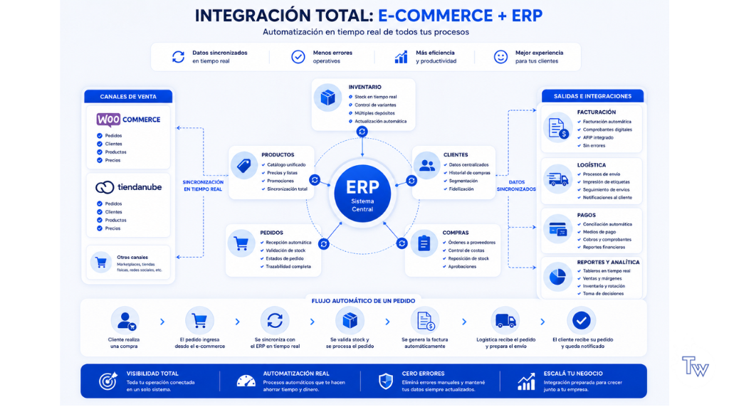 Flujo de integración entre ERP y e-commerce