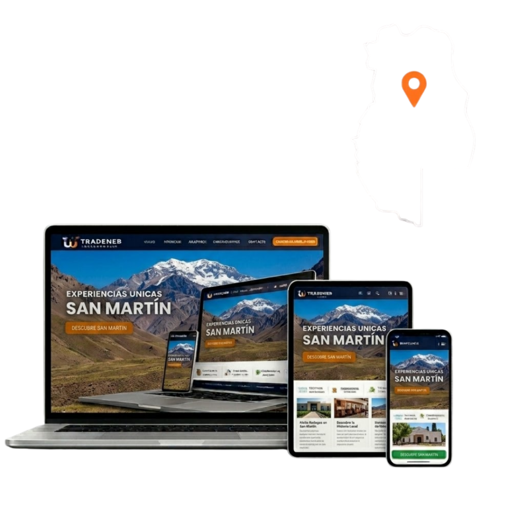 Mockup de servicios de diseño web en múltiples dispositivos para empresas en San Martín, Mendoza.