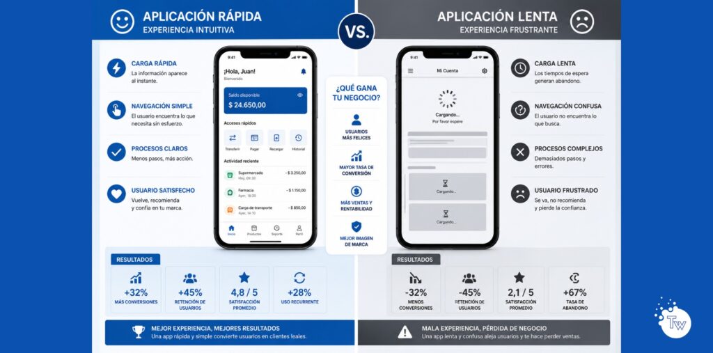 Comparación entre buena y mala experiencia de usuario en aplicaciones