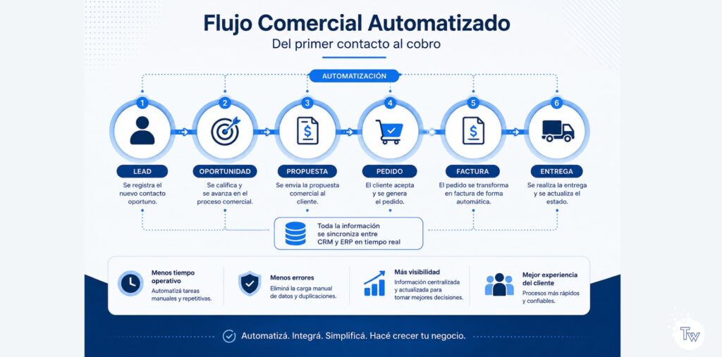 Flujo automatizado desde lead hasta factura