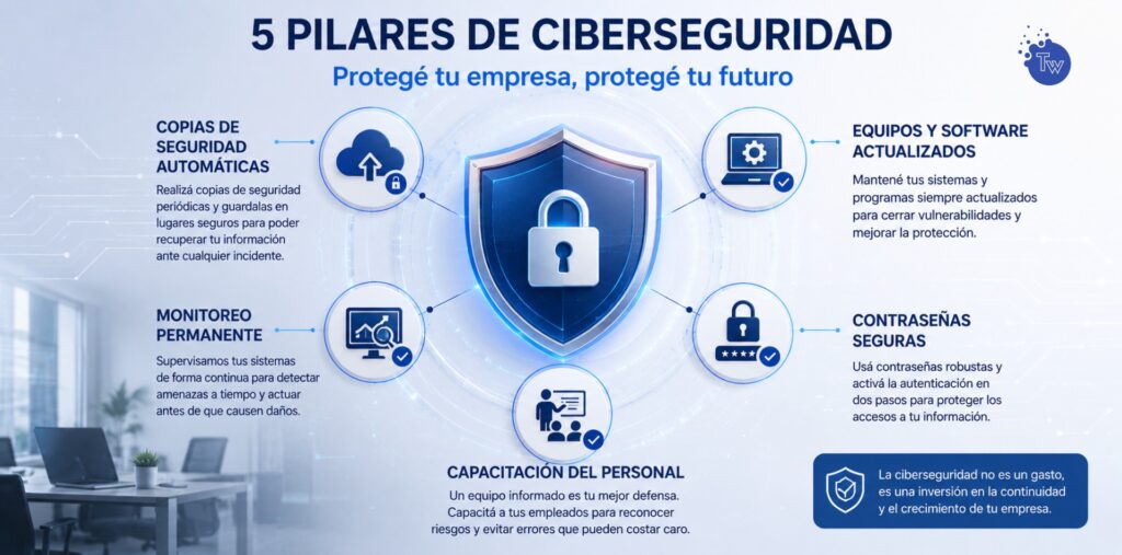 Medidas fundamentales para proteger una empresa frente a ataques informáticos.
