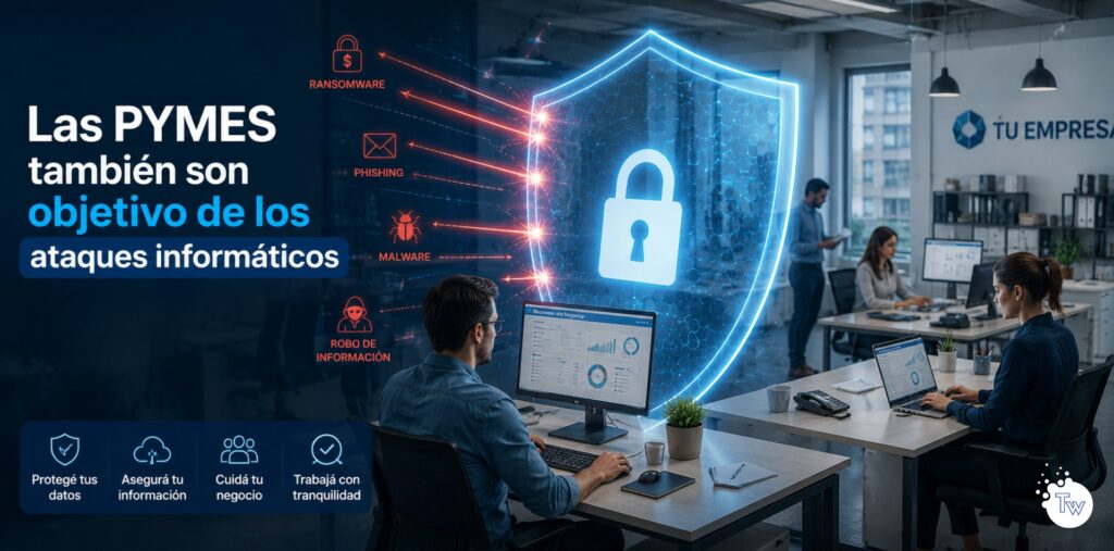 Empresa protegida frente a ataques informáticos gracias a una estrategia de ciberseguridad preventiva.
